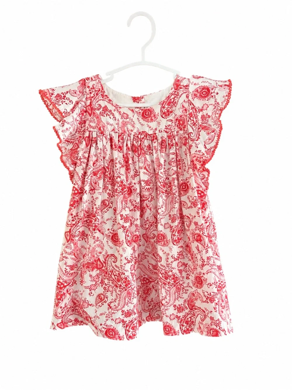 Janie and Jack 12-18M Red Paisley Flutter Sleeve Cotton Dress EUC